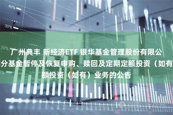 广州典丰 新经济ETF 银华基金管理股份有限公司关于旗下部分基金暂停及恢复申购、赎回及定期定额投资（如有）业务的公告