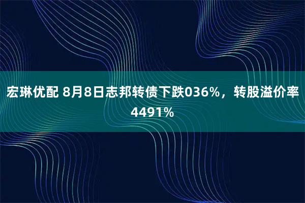 宏琳优配 8月8日志邦转债下跌036%，转股溢价率4491%